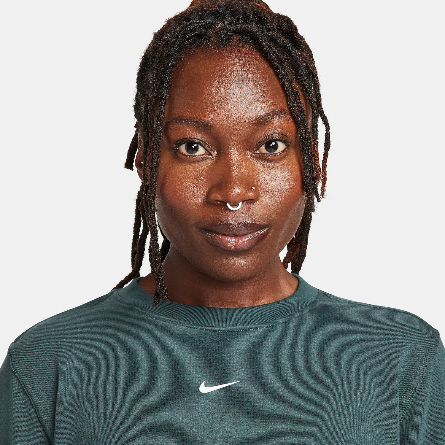 Nike Dri-FIT One Crew Felpa Deep Jungle/White