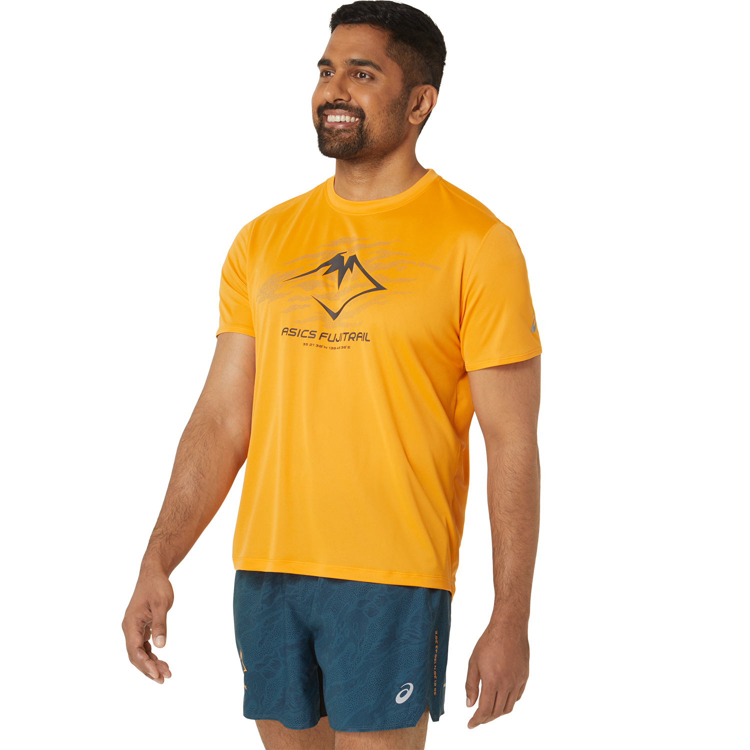 Asics Fujitrail Logo Maglietta Fellow Yellow/Lichen Green/Graphite Grey