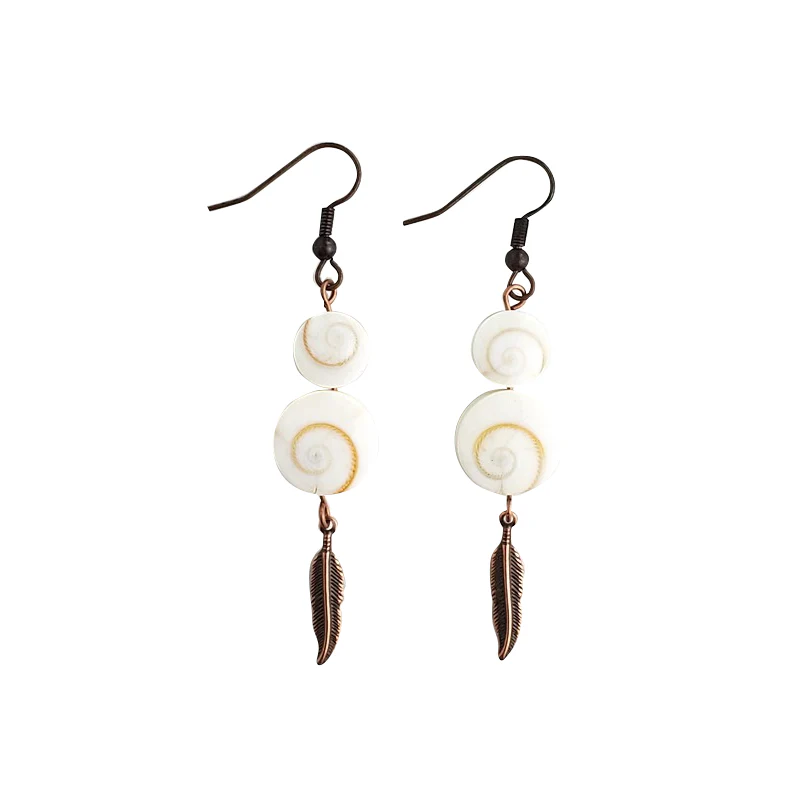 Paua & Shiva Shell Copper Earrings