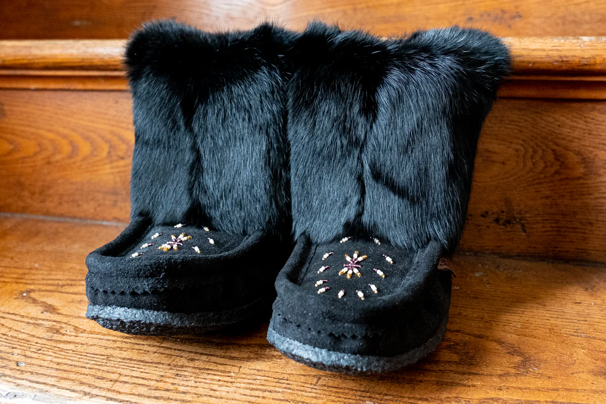 Women's Black 8 Tsar Rabbit Fur Mukluks