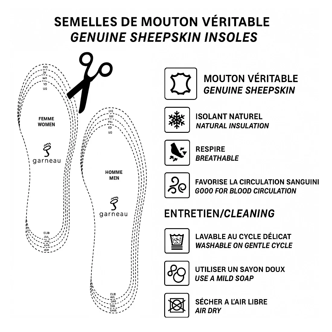Multi-Size Sheepskin Insoles