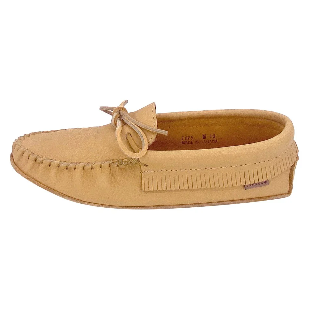 Men's Earthing Moose Hide Leather Fringed Moccasins