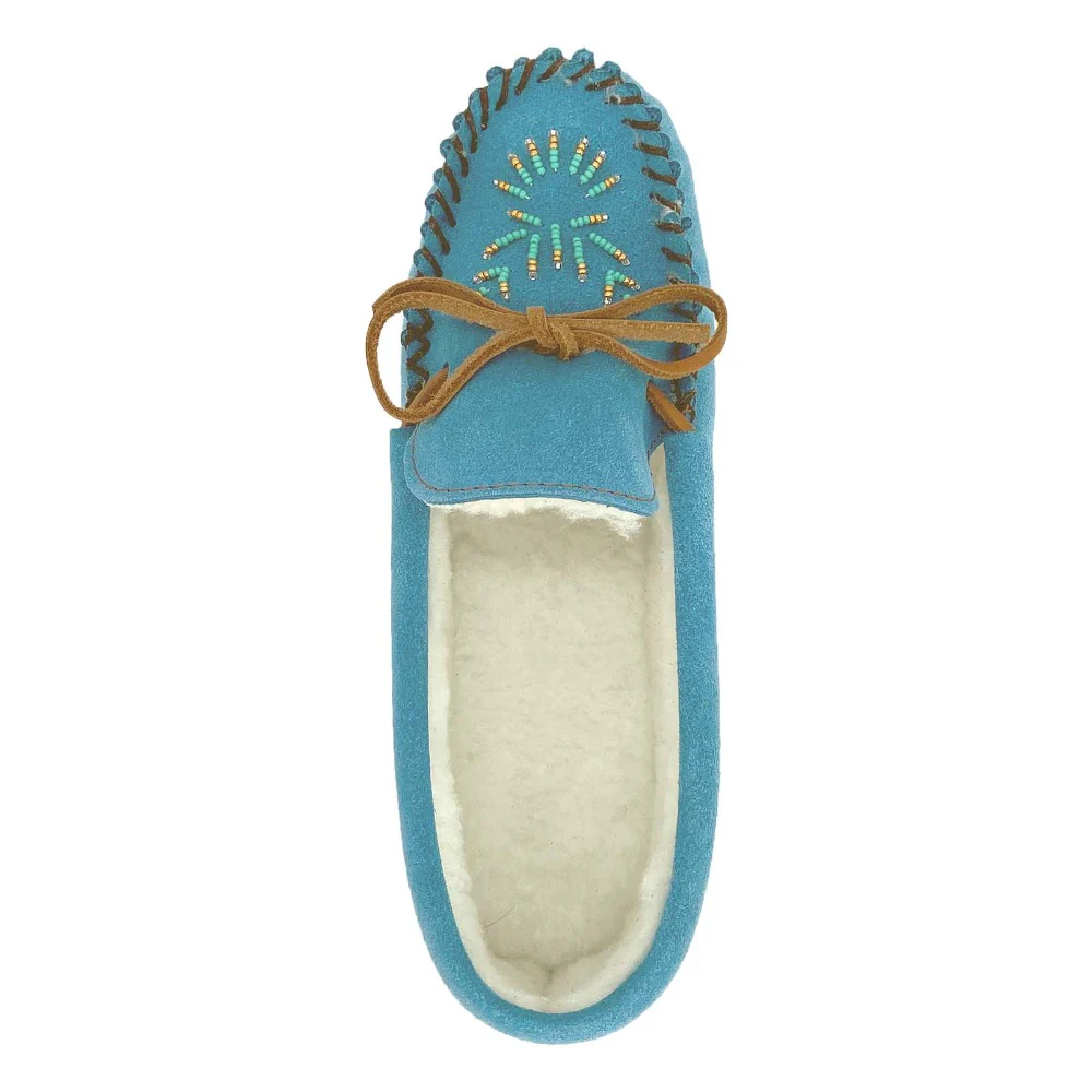 Women's Fleece Lined Beaded Suede Moccasins