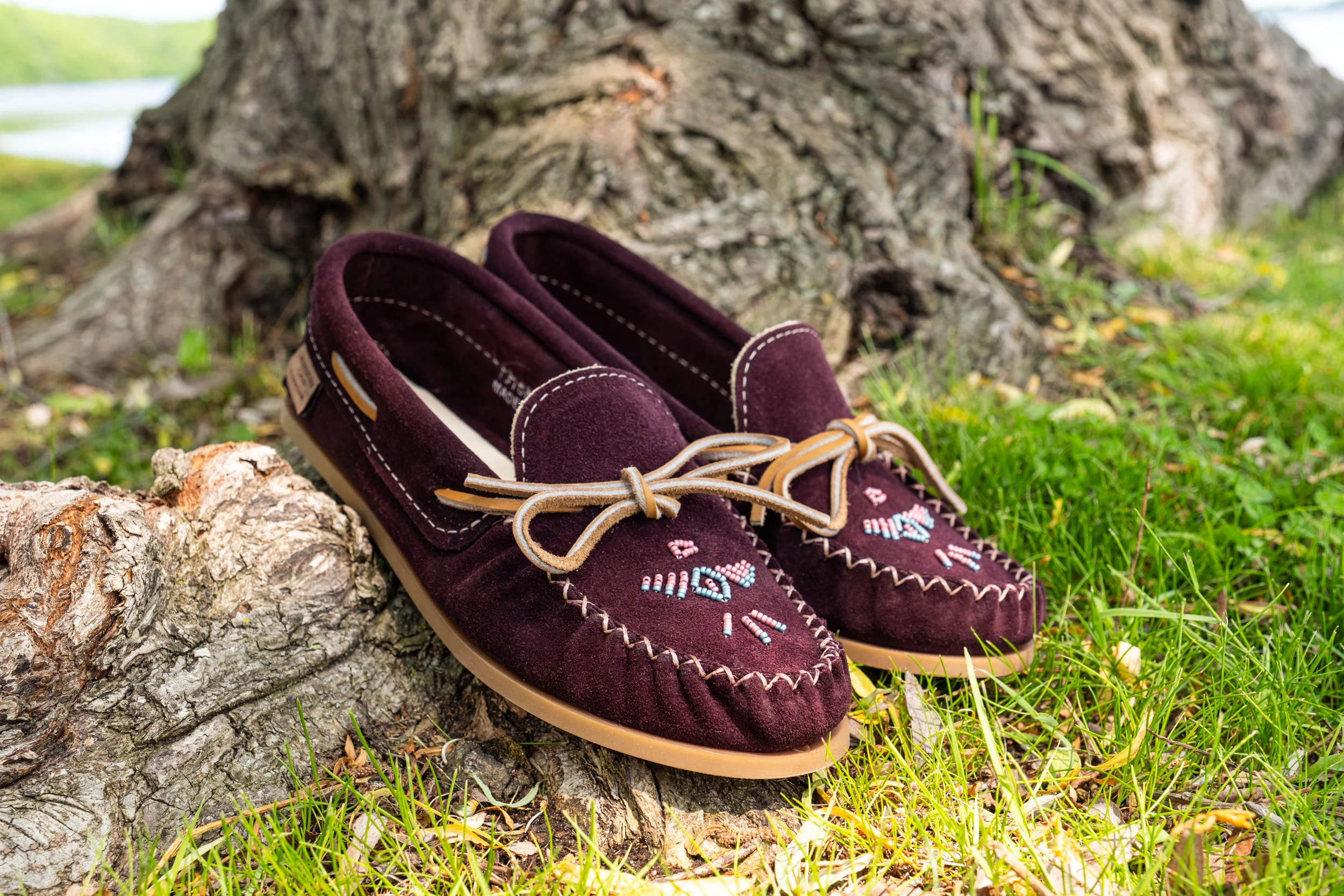 Women's Aubergine Beaded Moccasin Shoes