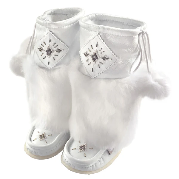 Women's 13 White Leather Mukluks