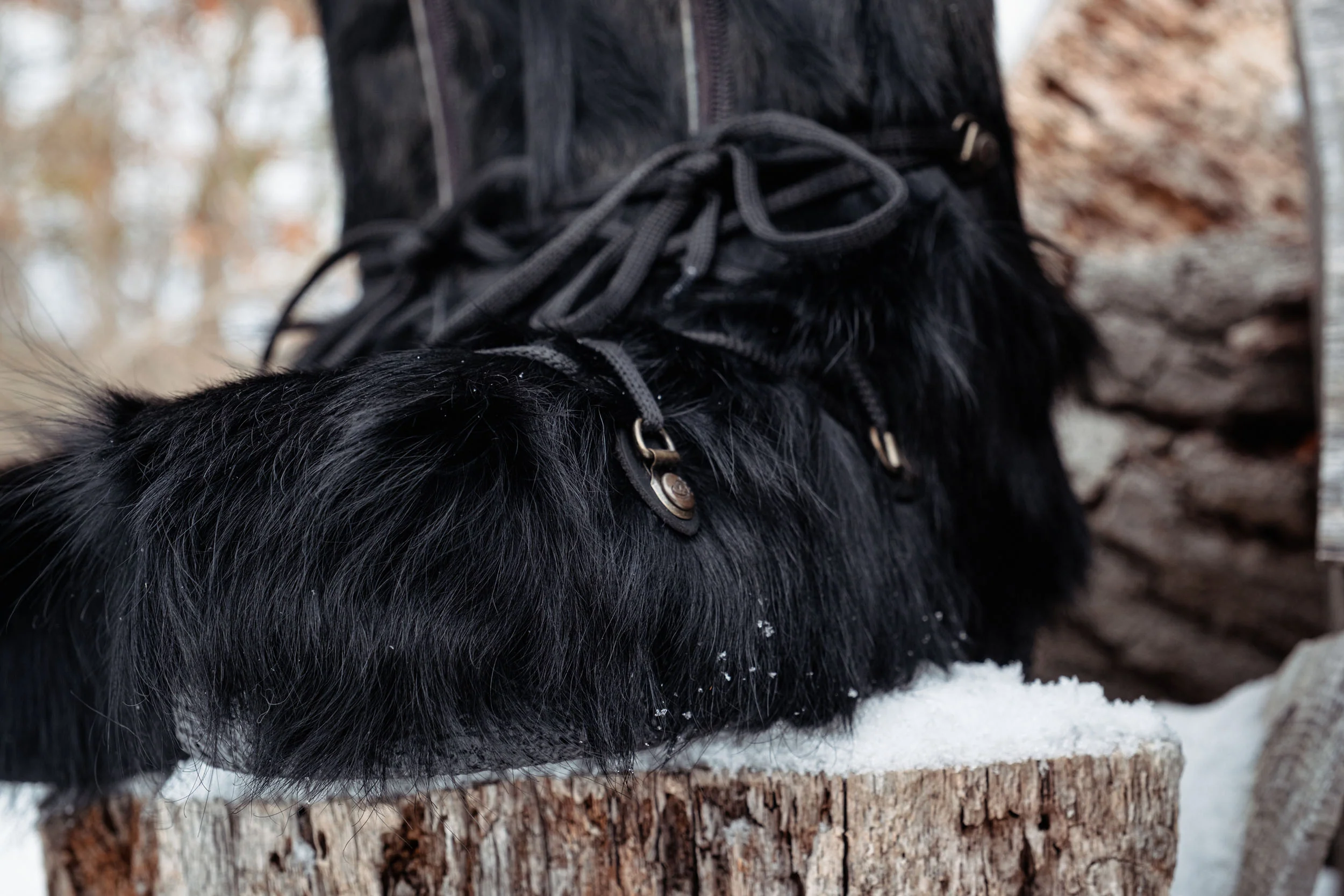 Black Cow Skin Winter Boots