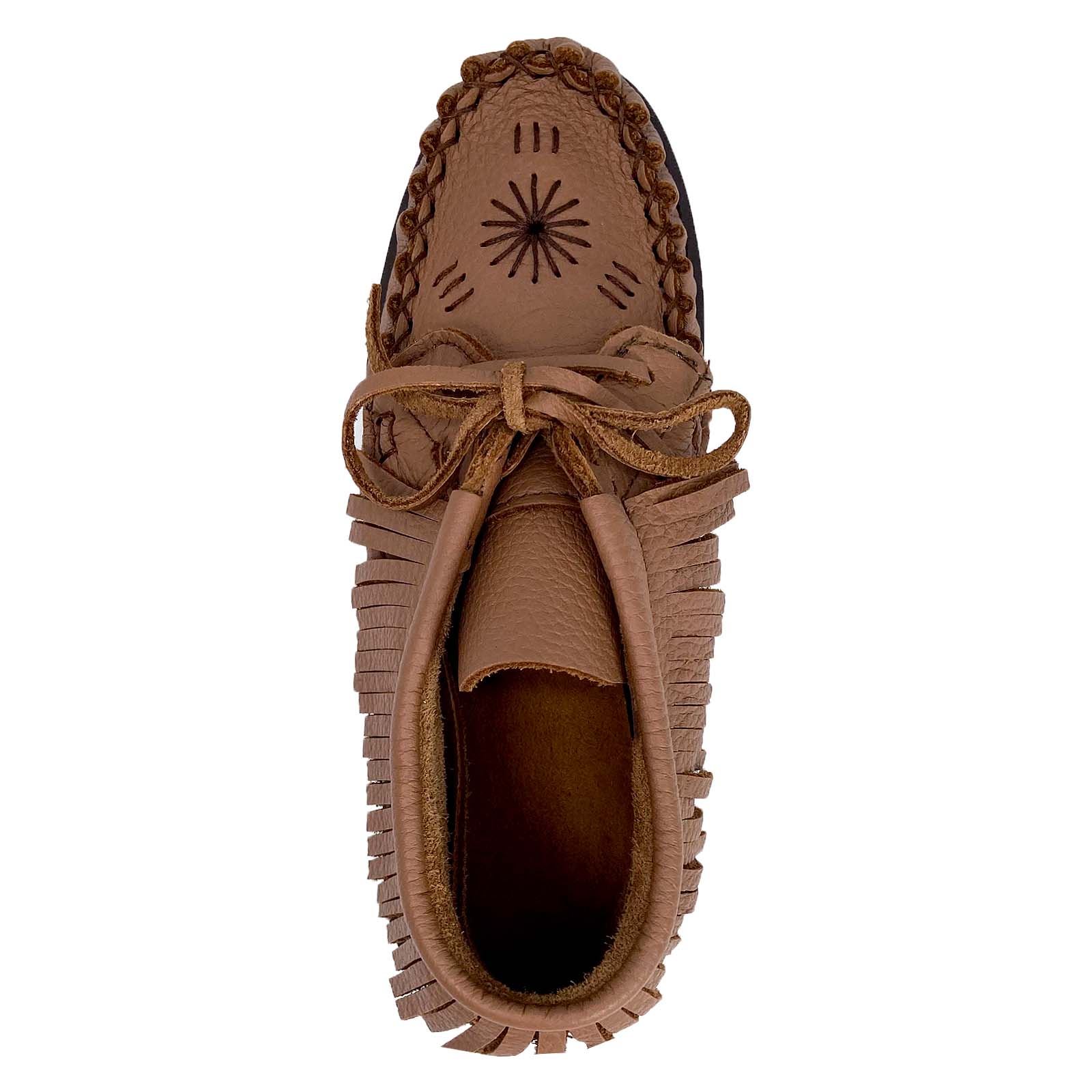 Women's Earthing Moose Hide Embroidered & Fringed Moccasin Shoes