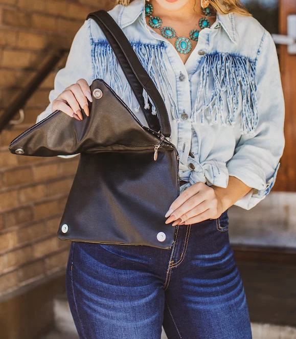 Black Gator Crossbody Purse