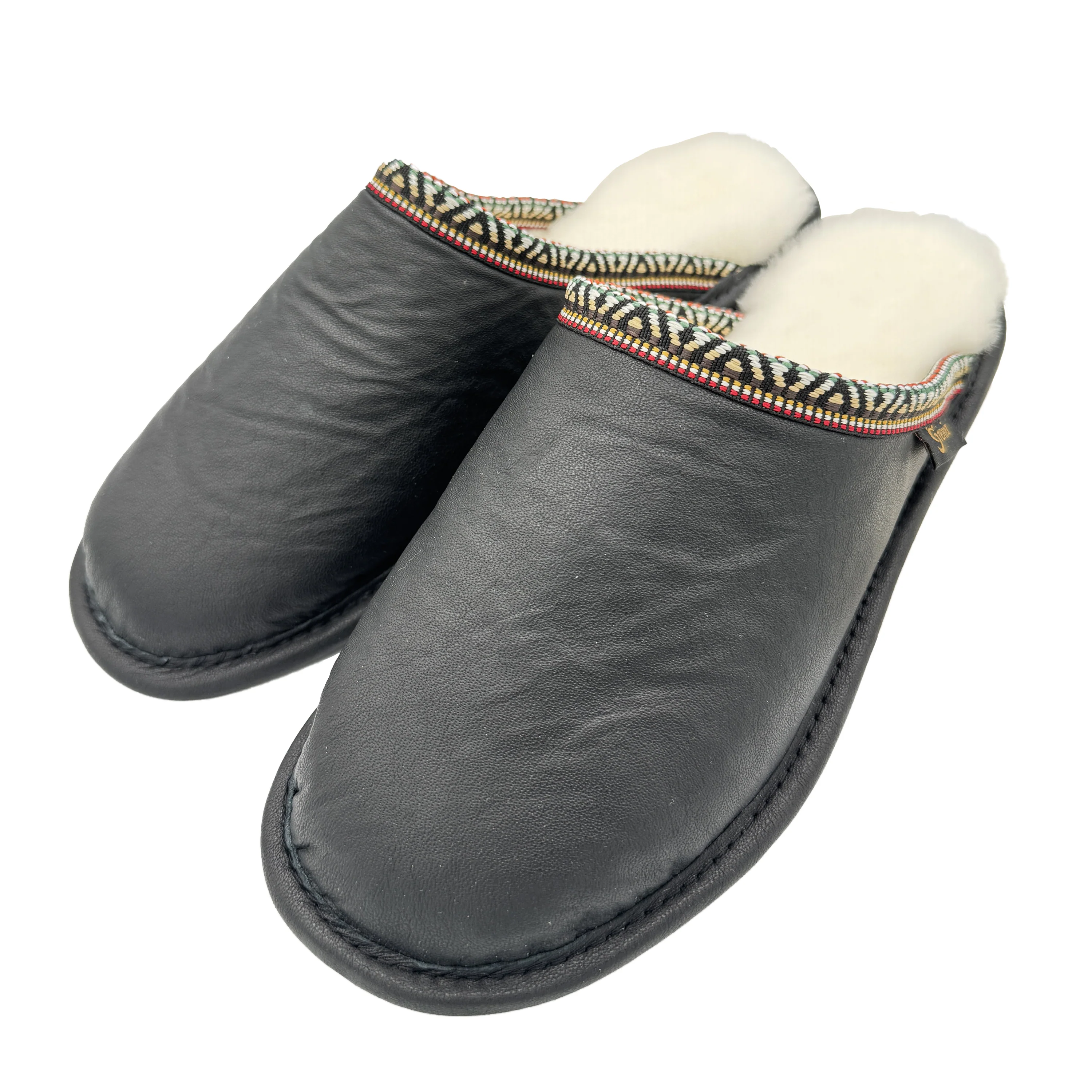 Genuine Sheepskin Mule With Native Braiding