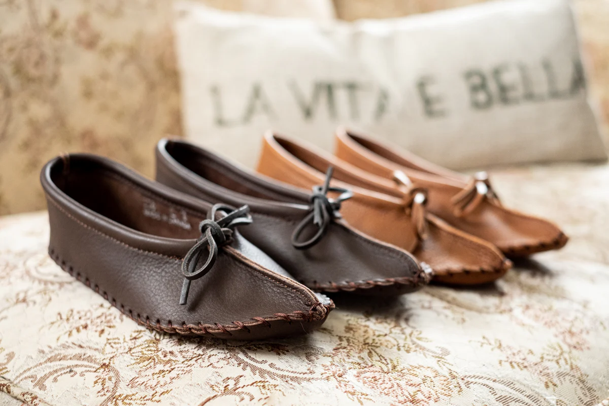 Women's Earthing Moccasins Elk Hide Ballerina