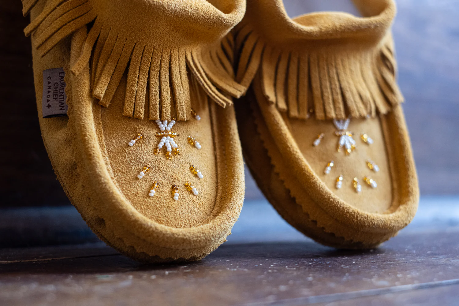 Women's Suede Fringed Beaded Moccasins