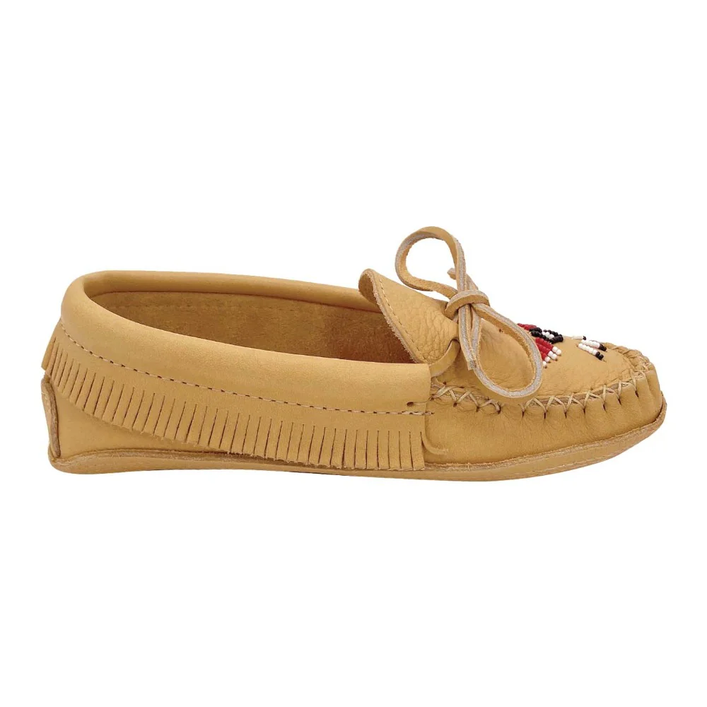 Women's Earthing Moose Hide Leather Fringed Moccasins