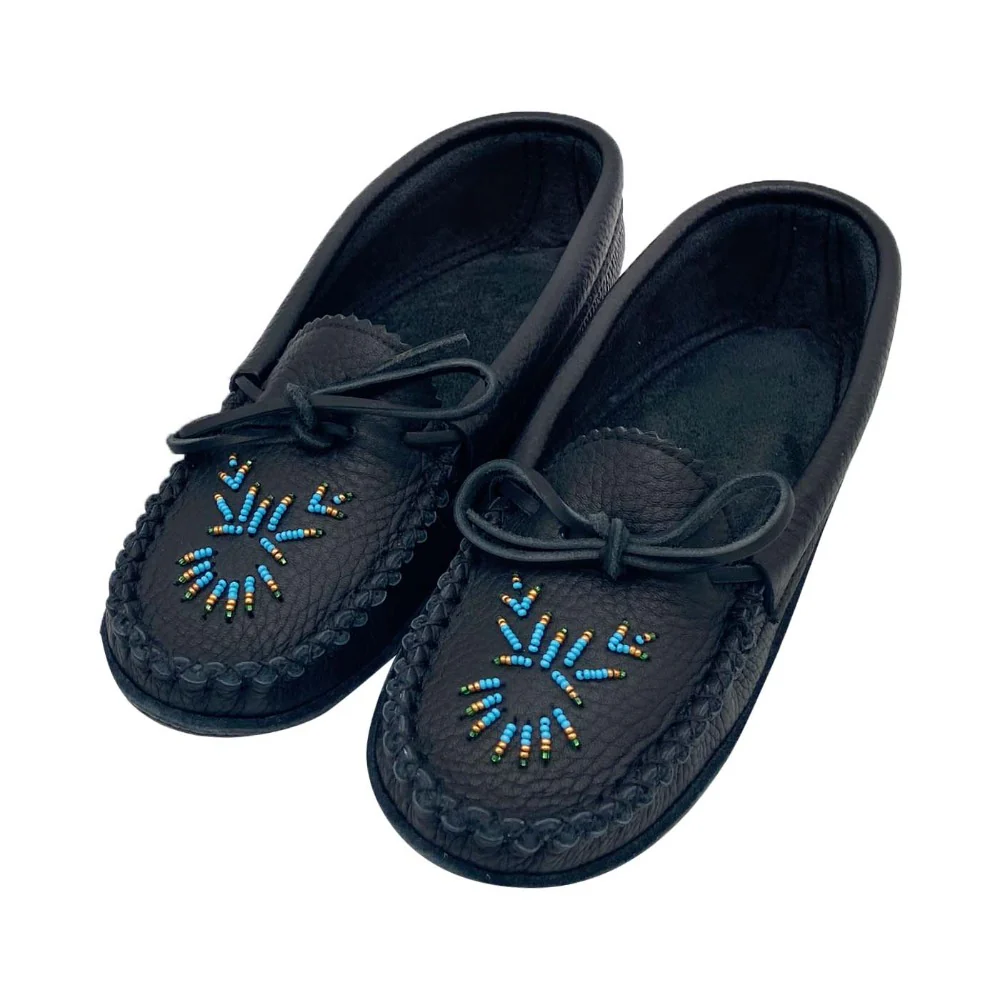 Women's Moose Hide Leather Beaded Moccasins