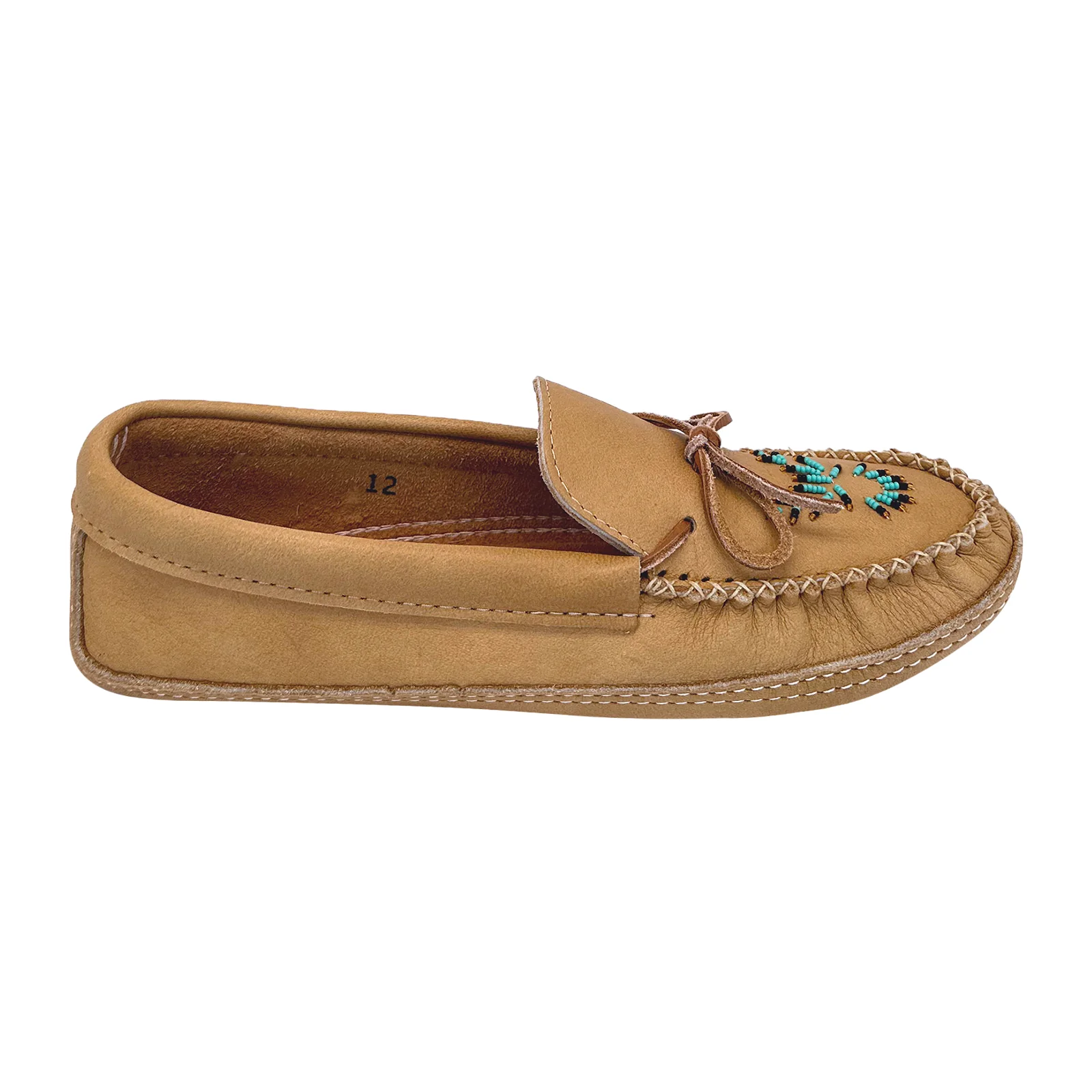 Men's Moose Hide Leather Beaded Moccasins