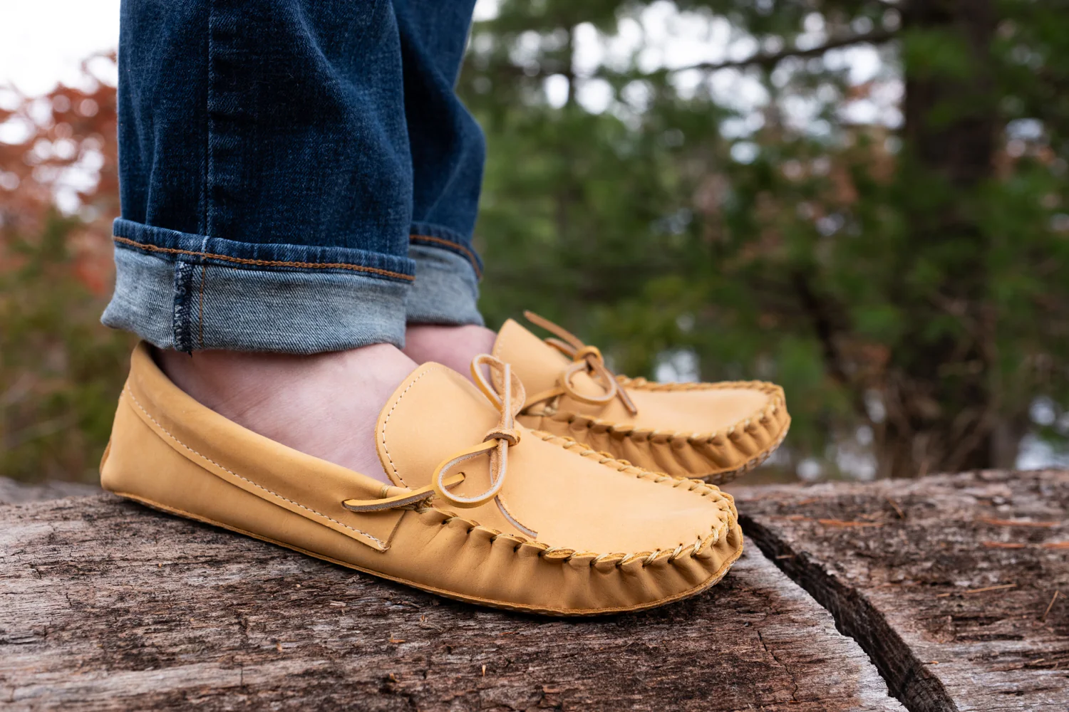 Men's Wide Earthing Leather Moccasins (Clearance - Sizes 11 & 15 ONLY)