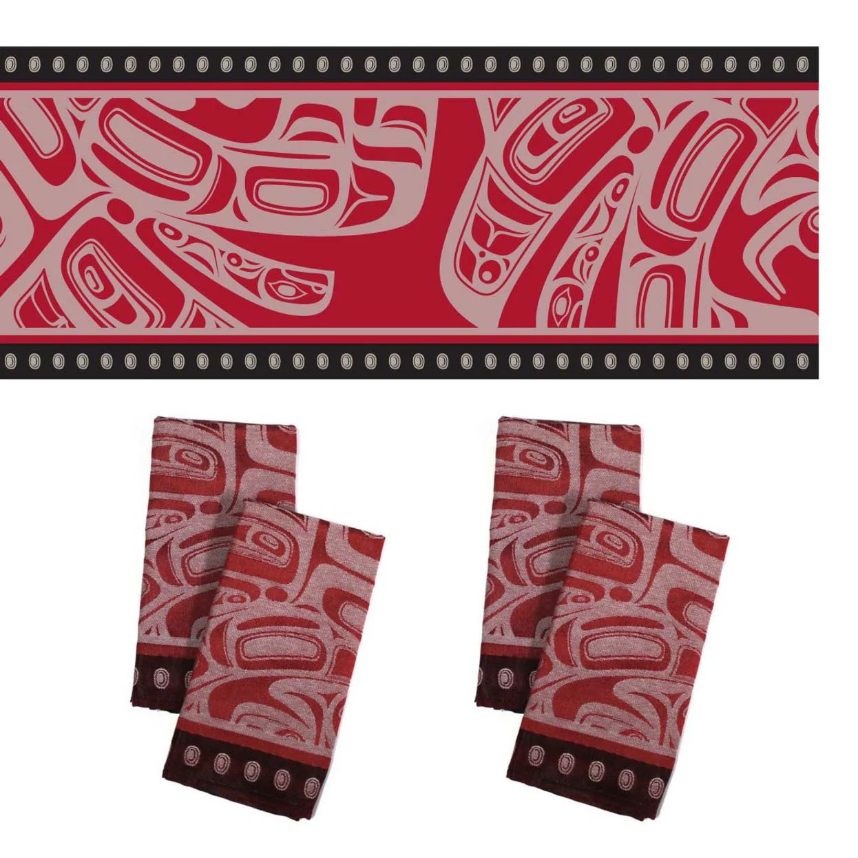 Indigenous Art Table Runner & 4 Napkins Sets