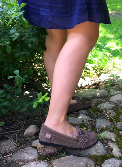 Women's Fringed Suede Moccasin Shoes for Earthing