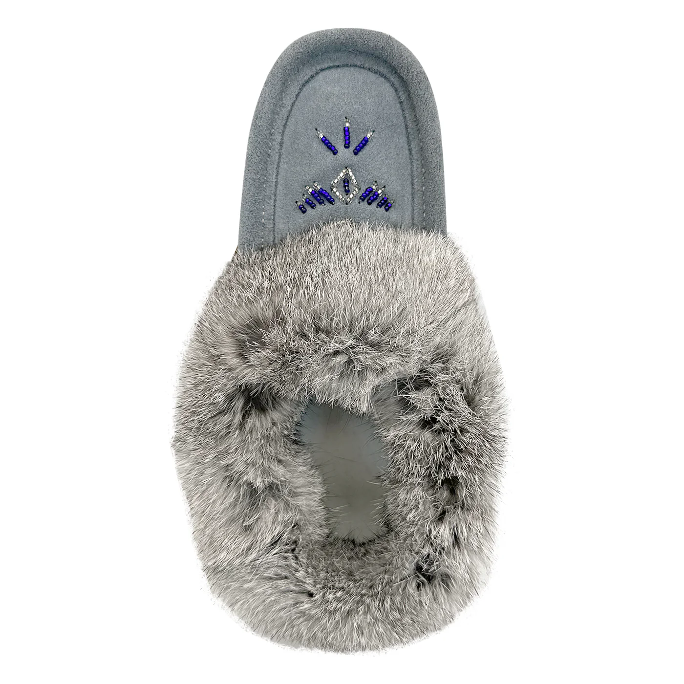 Women's Rabbit Fur Thunderbird Beaded Moccasins