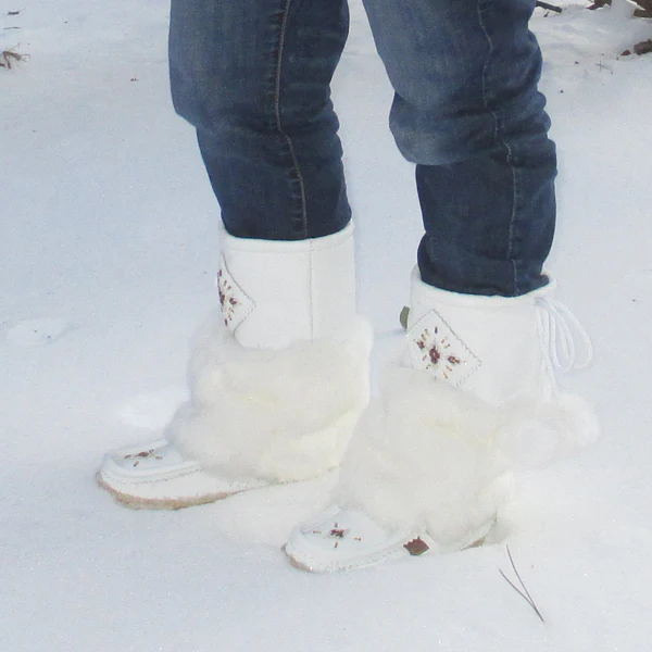 Women's 13 White Leather Mukluks