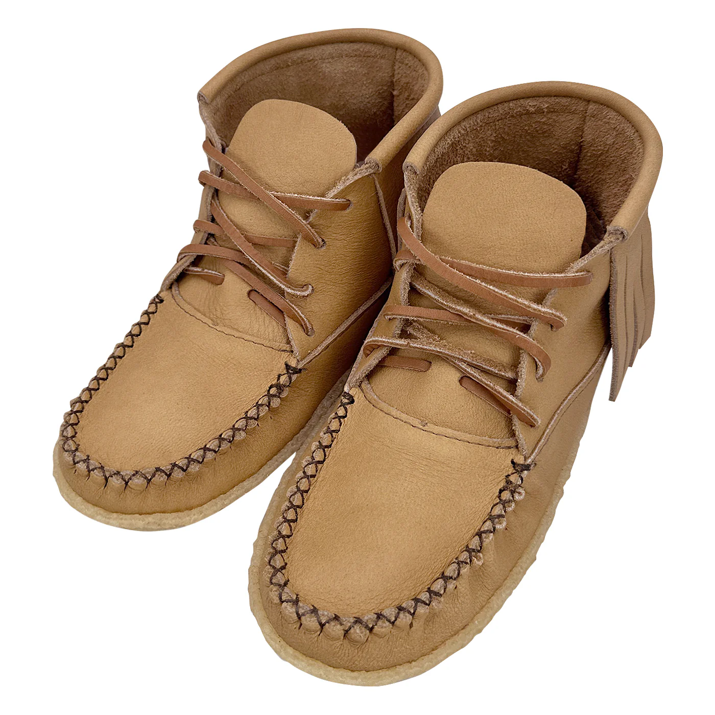 Women's Moose Hide Leather Fringed Moccasin Boots for Earthing
