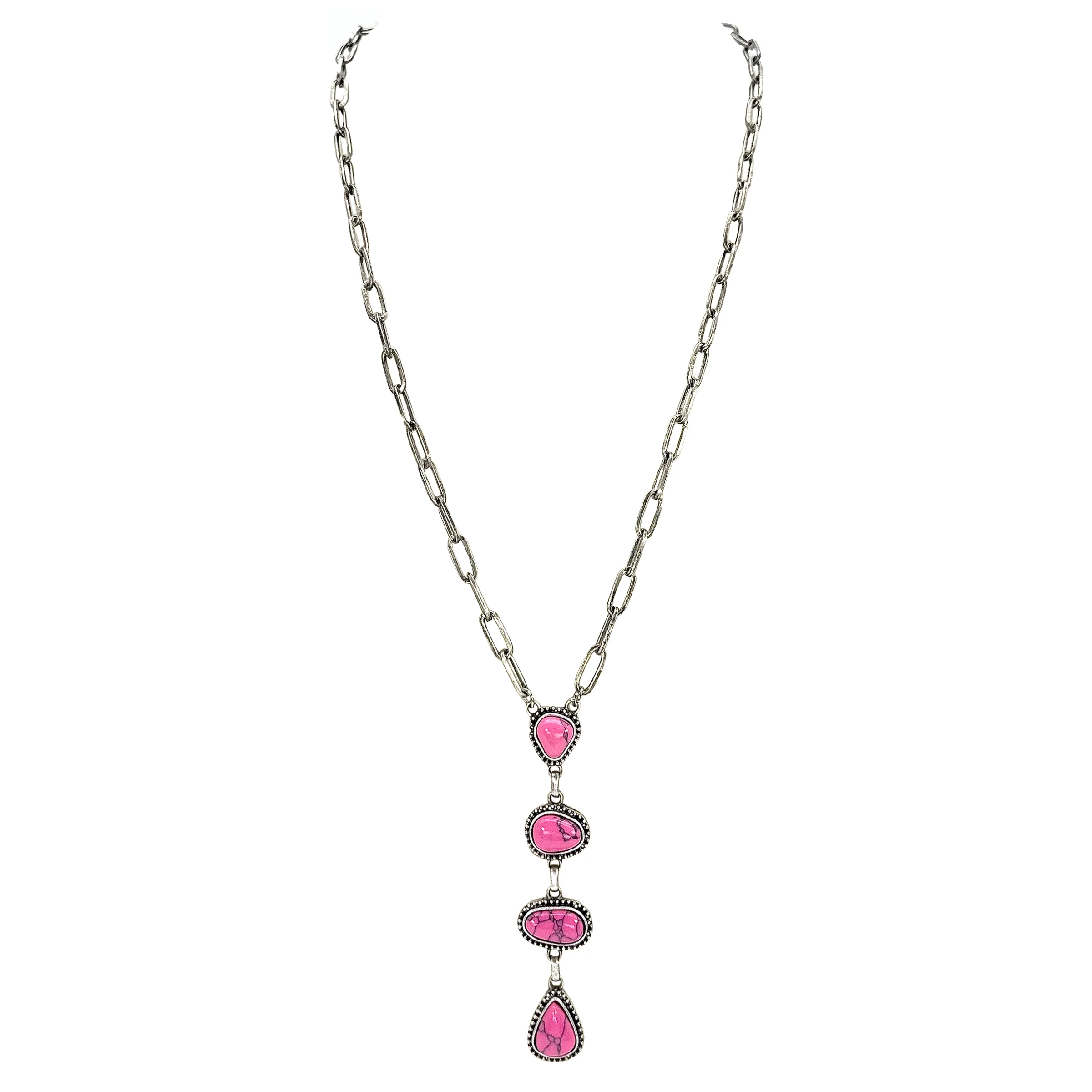Metal Chain Turquoise Teardrop Necklace
