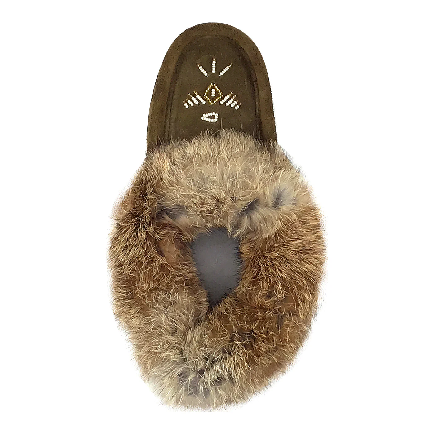 Women's Rabbit Fur Thunderbird Beaded Moccasins