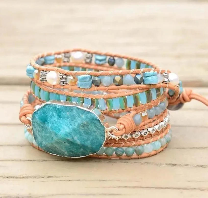 Semi-Precious Stones Wrap Bracelets