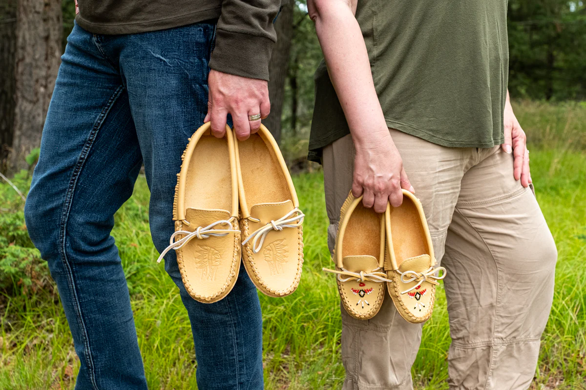 Women's Earthing Moose Hide Leather Fringed Moccasins