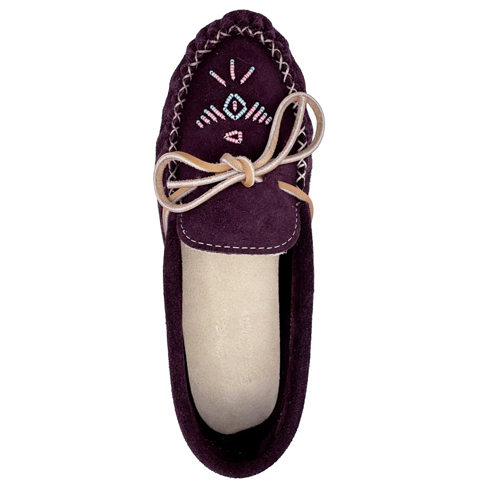 Women's Aubergine Beaded Moccasin Shoes