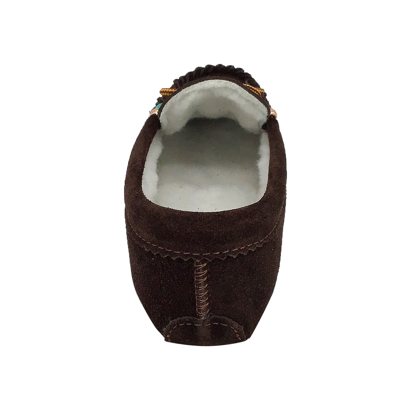 Women's Fleece Lined Beaded Brown Suede Moccasins