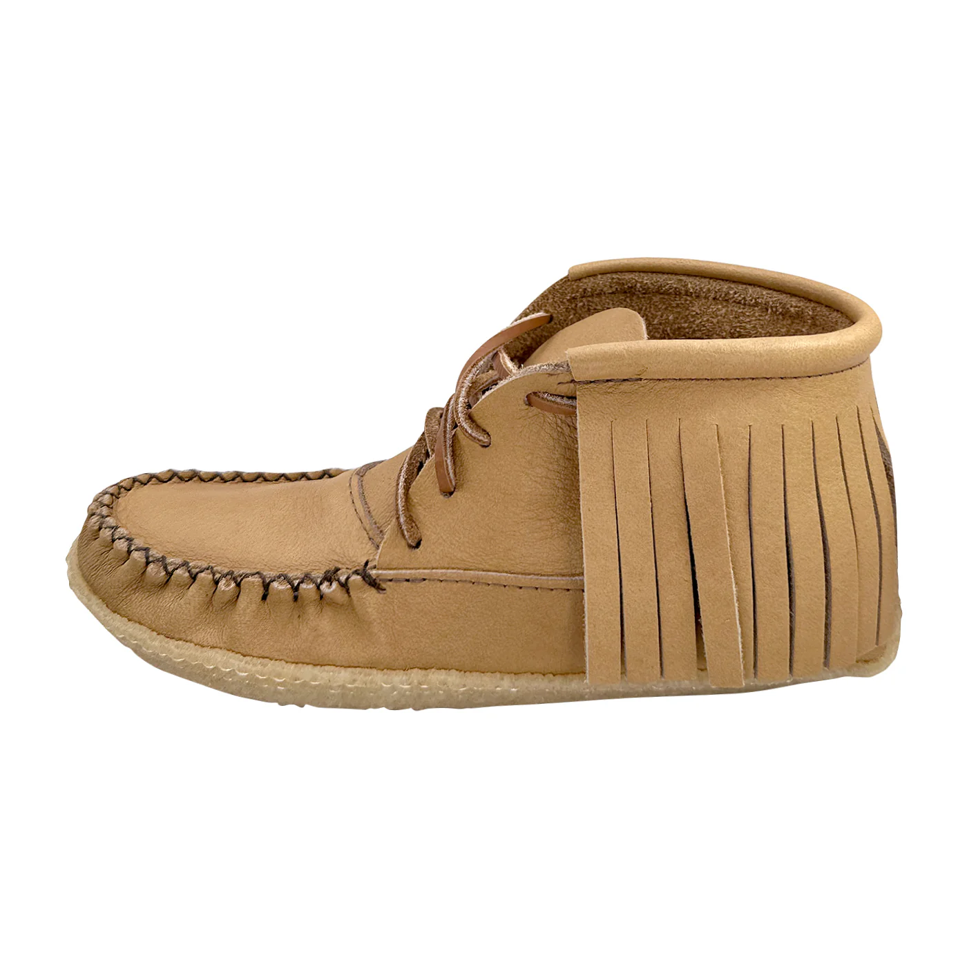 Women's Moose Hide Leather Fringed Moccasin Boots for Earthing