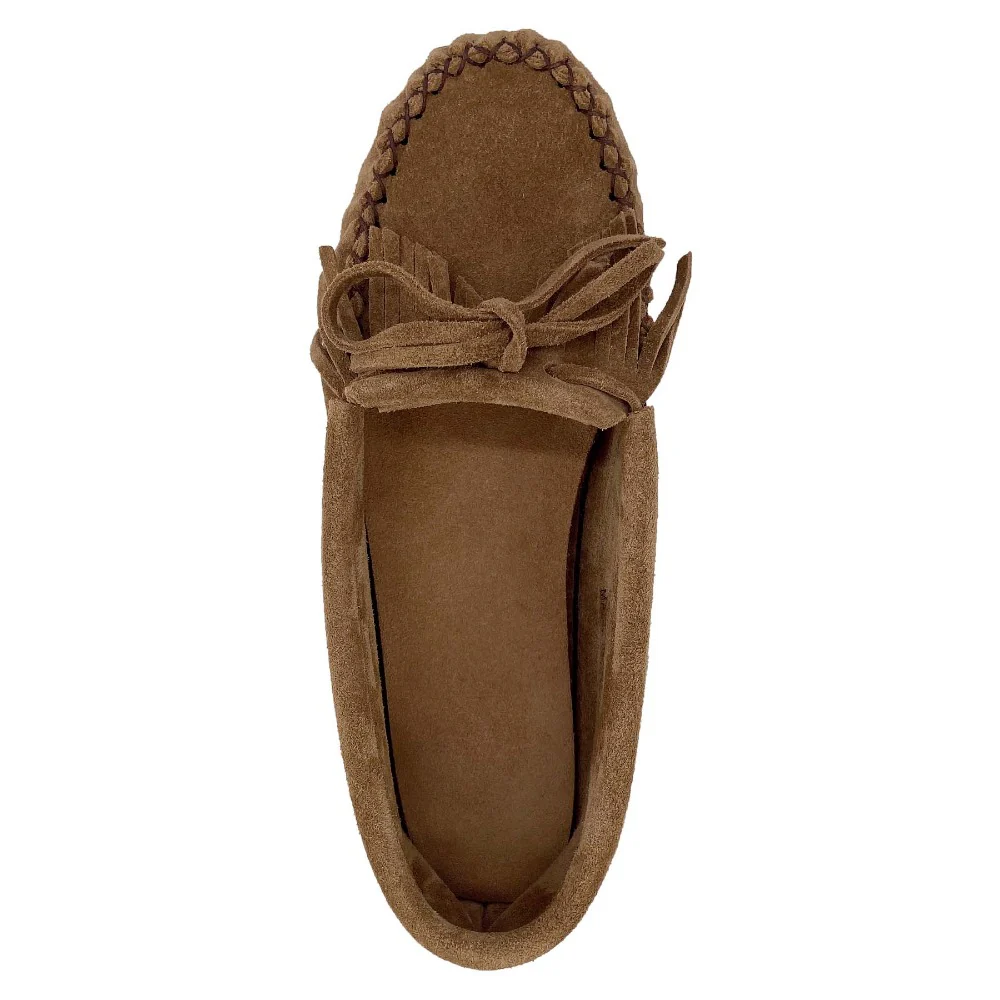 Women's Fringed Suede Moccasin Shoes for Earthing