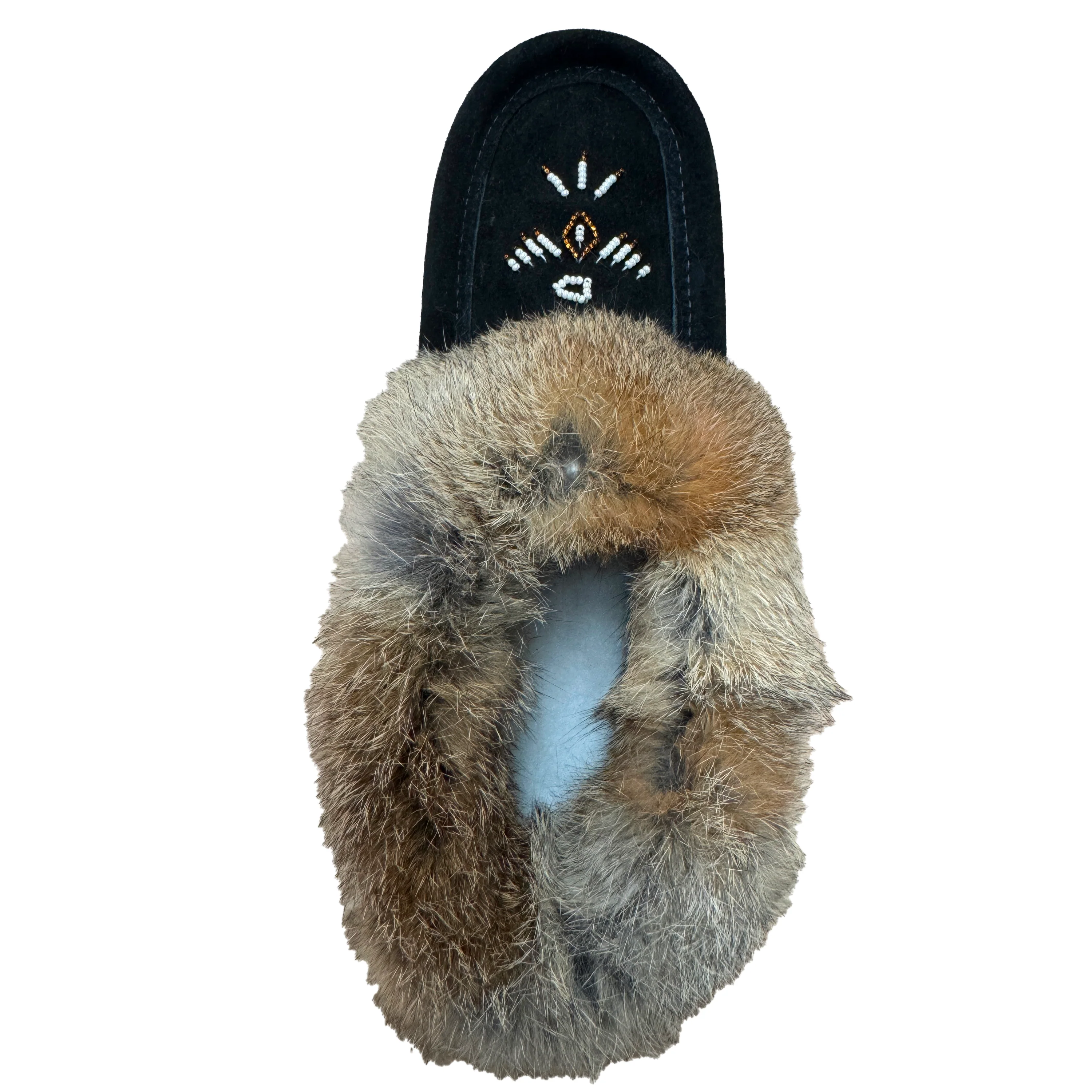 Women's Rabbit Fur Thunderbird Beaded Moccasins