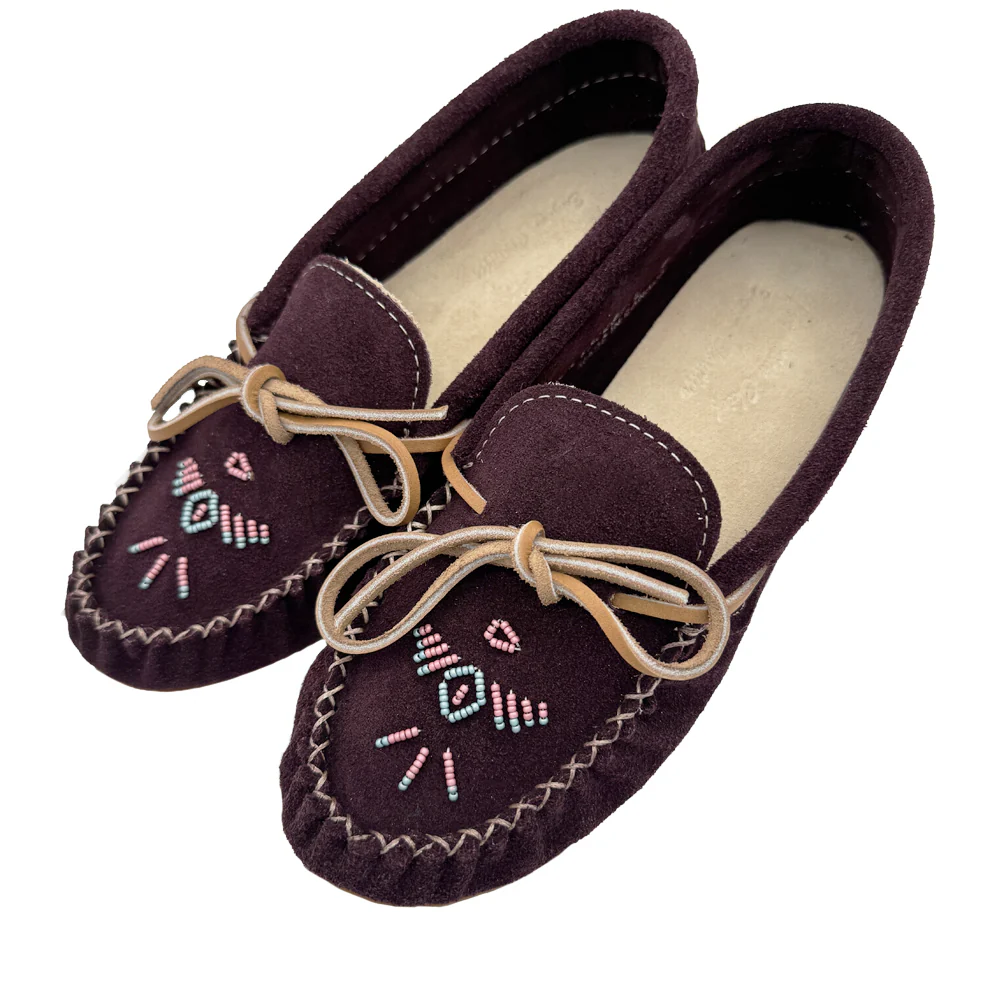 Women's Aubergine Beaded Moccasin Shoes