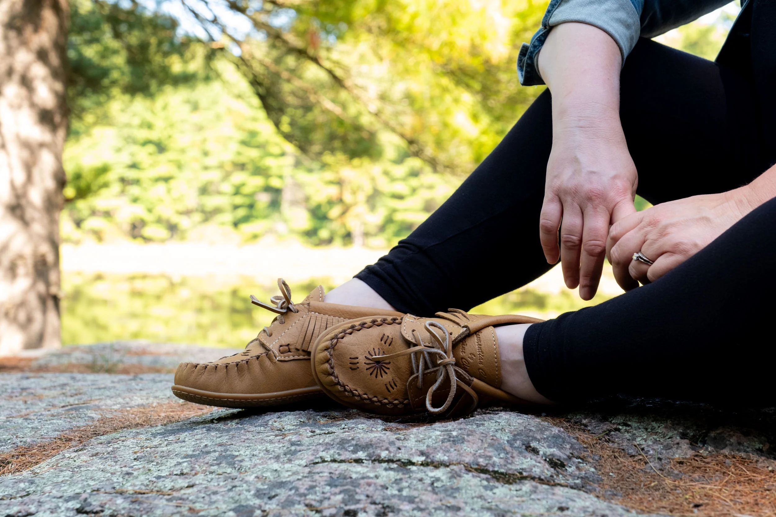 Women's Leather Embroidered & Fringed Moccasin Shoes