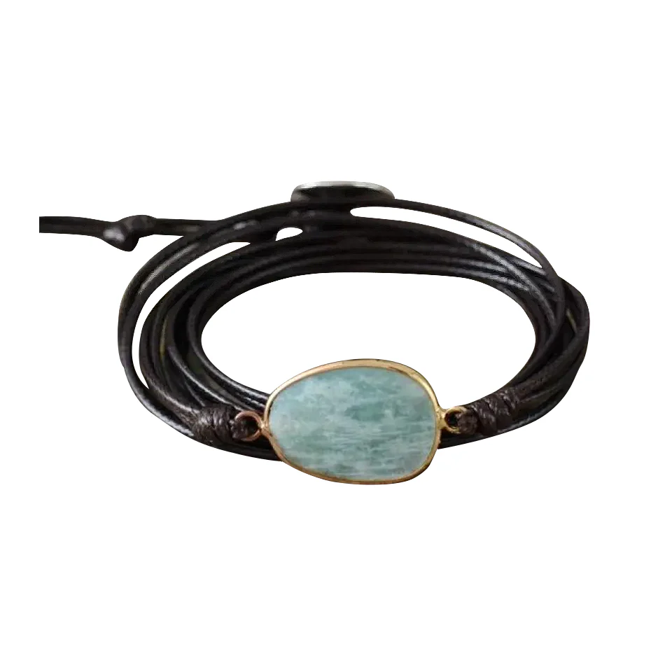 Natural Amazonite Rope Wrap Bracelet