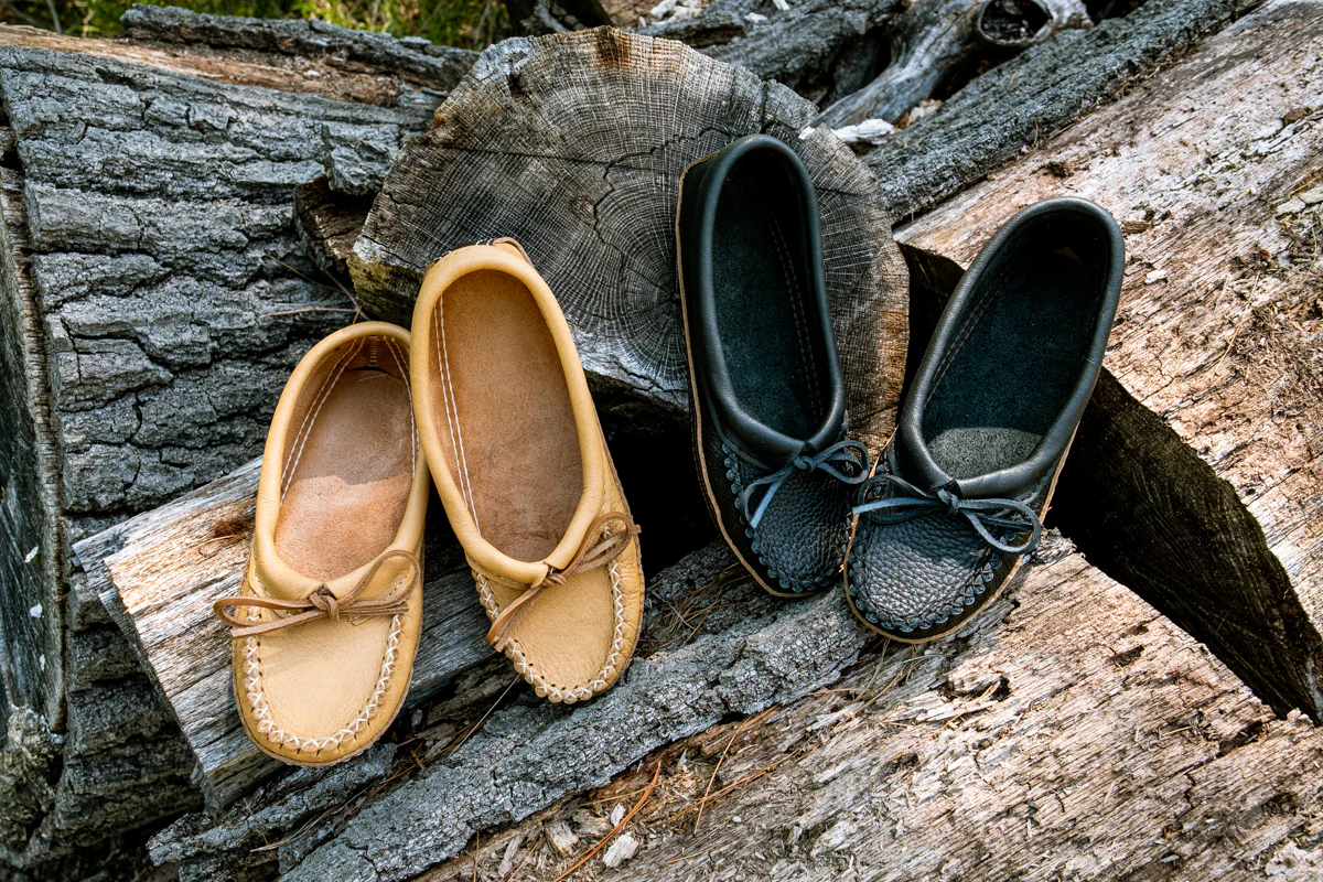 Women's Earthing Ballet Flat Moccasins Moose Hide
