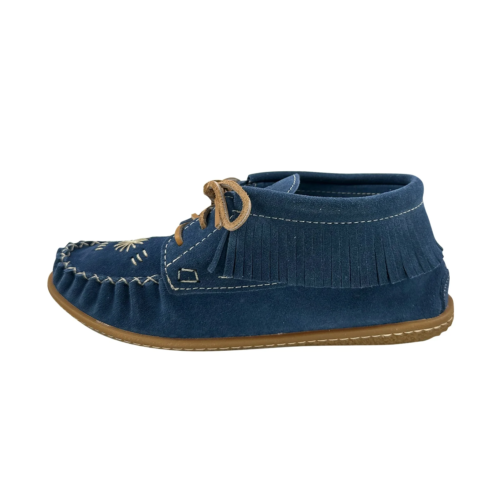 Women's Blue Suede Moccasin Shoes