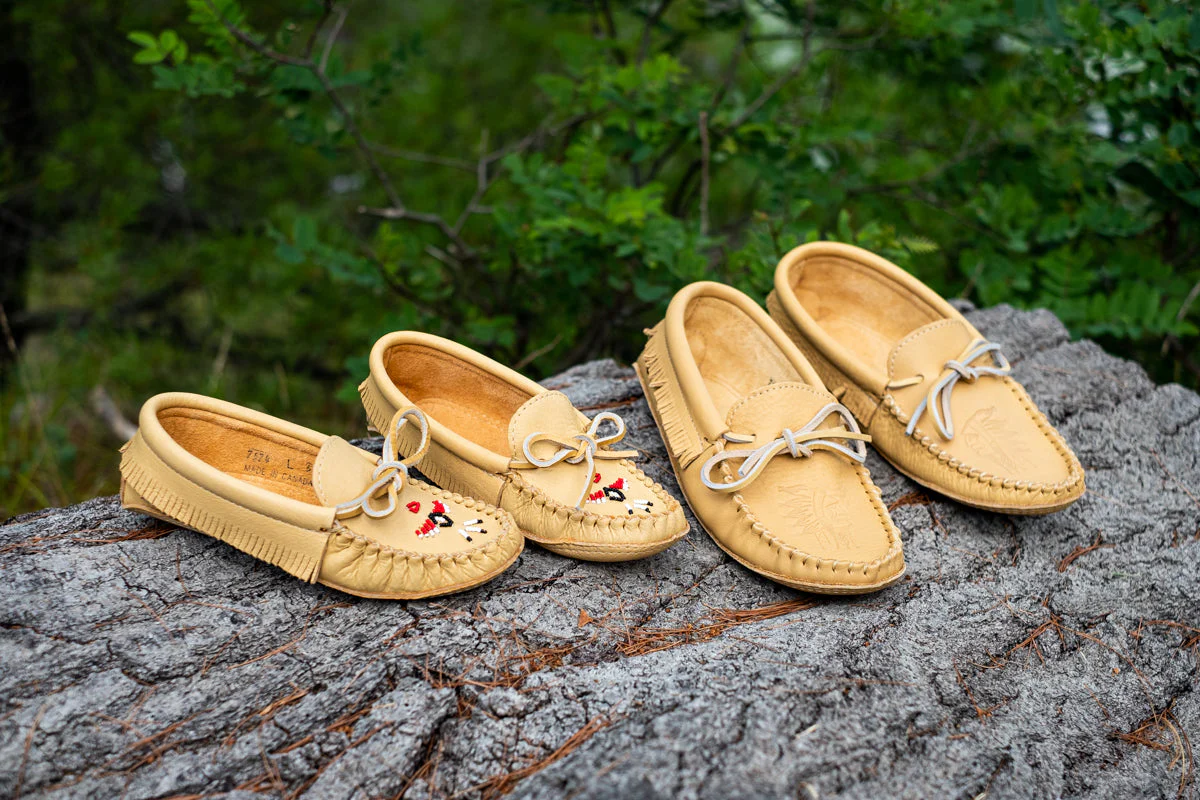 Men's Earthing Moose Hide Leather Fringed Moccasins
