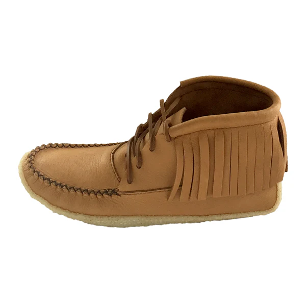 Men's Moose Hide Leather Fringed Moccasin Boots