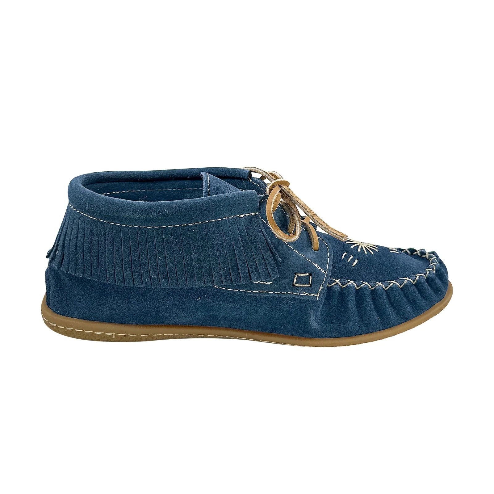 Women's Blue Suede Moccasin Shoes