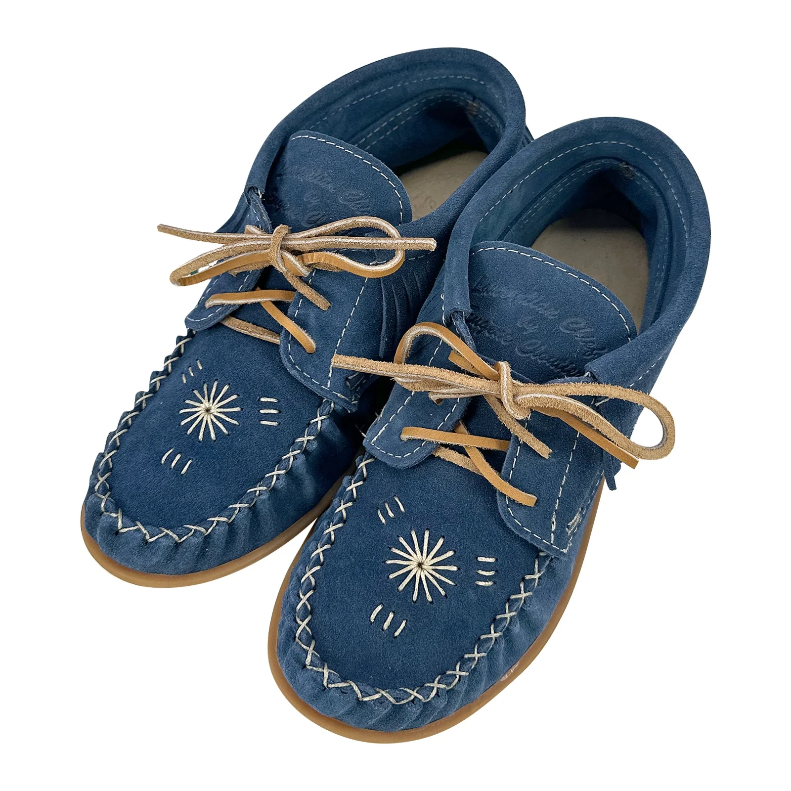 Women's Blue Suede Moccasin Shoes