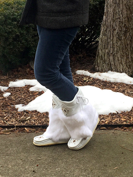 Women's 13 White Leather Mukluks