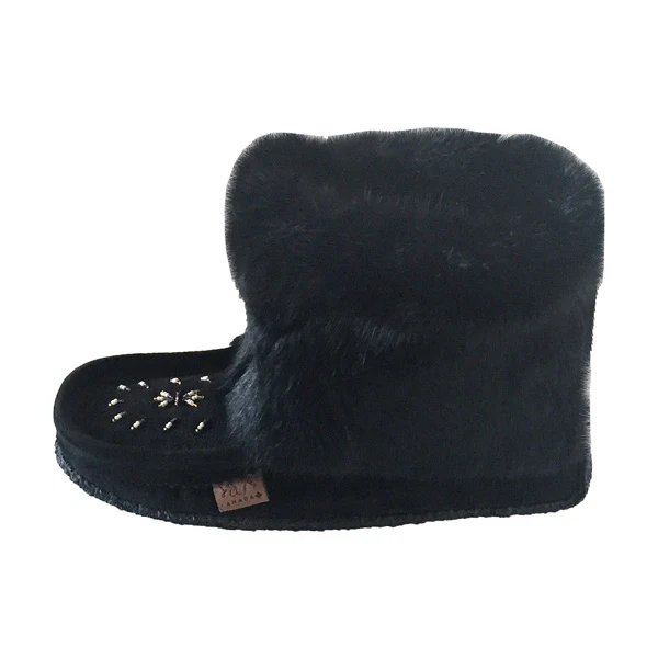 Women's Black 8 Tsar Rabbit Fur Mukluks
