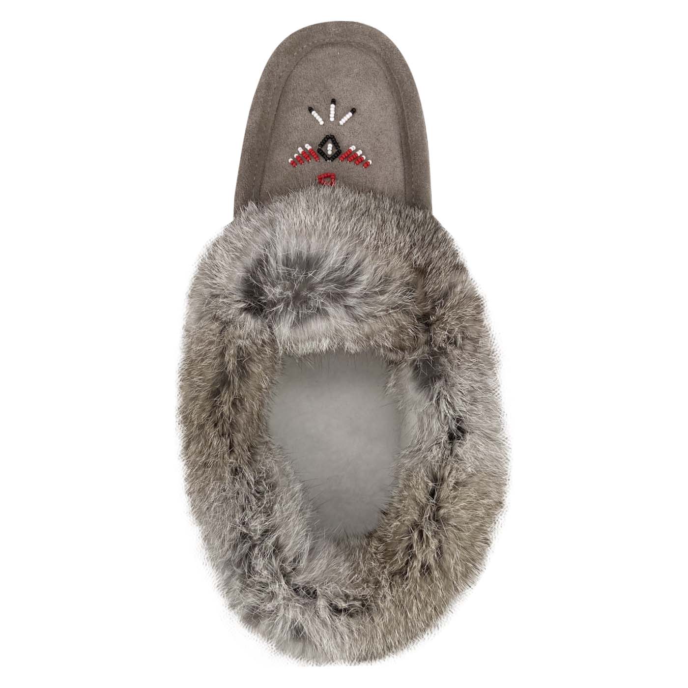 Men's Rabbit Fur Thunderbird Beaded Moccasins