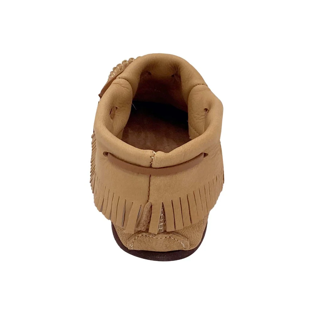 Women's Maple Moose Hide Fringed Moccasin Shoes