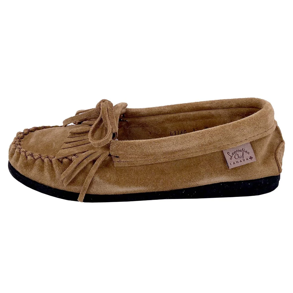 Women's Fringed Suede Moccasin Shoes for Earthing