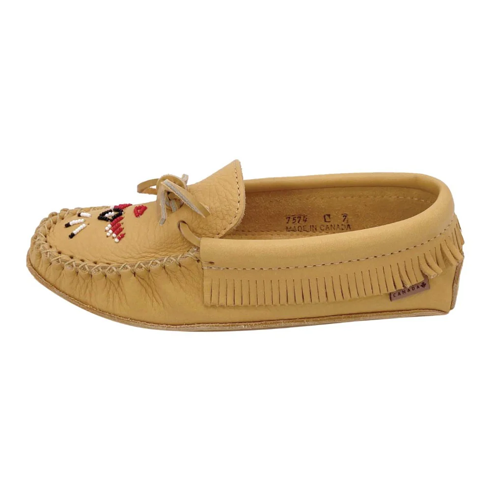 Women's Earthing Moose Hide Leather Fringed Moccasins