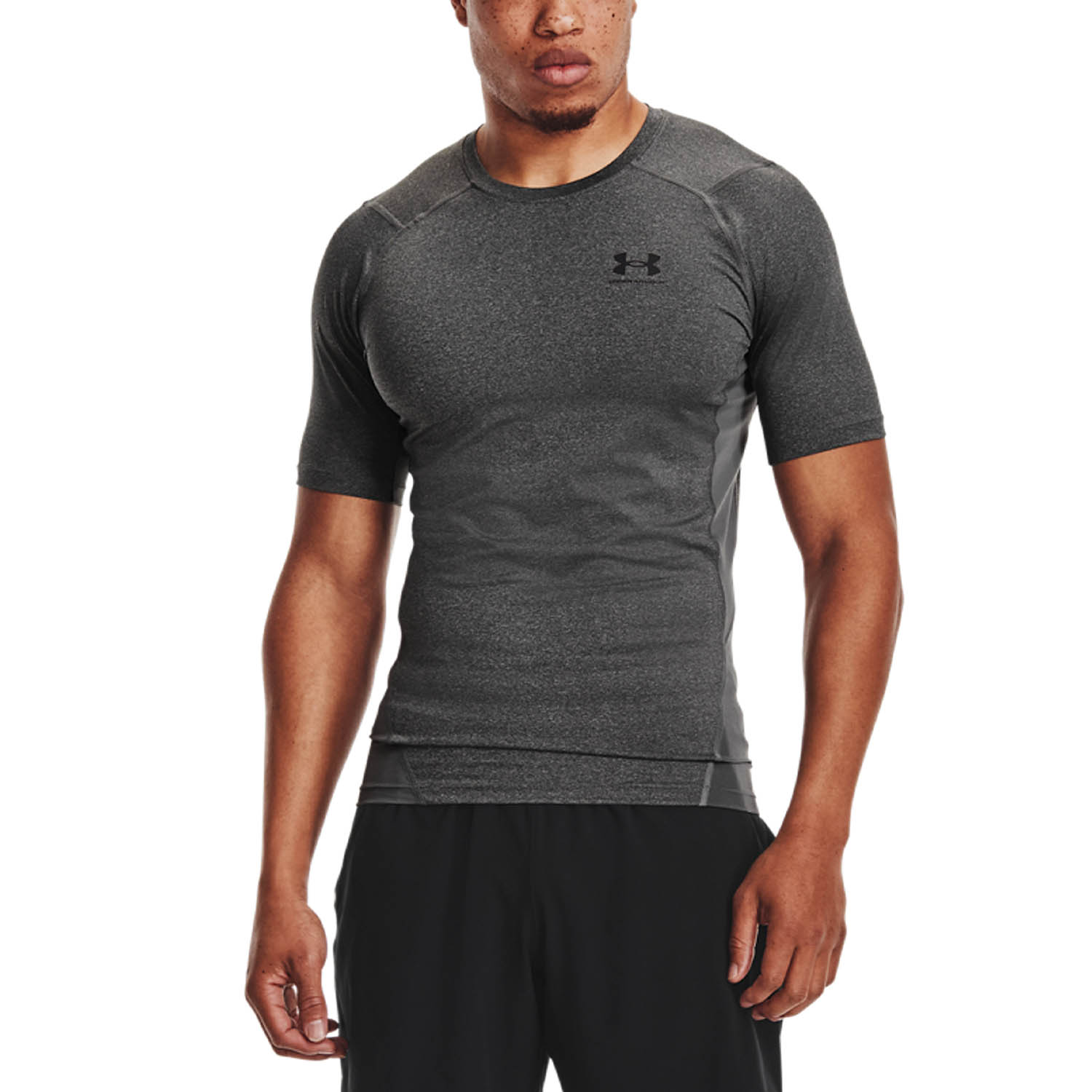 Under Armour HeatGear Compression Logo Maglietta Carbon Heather/Black