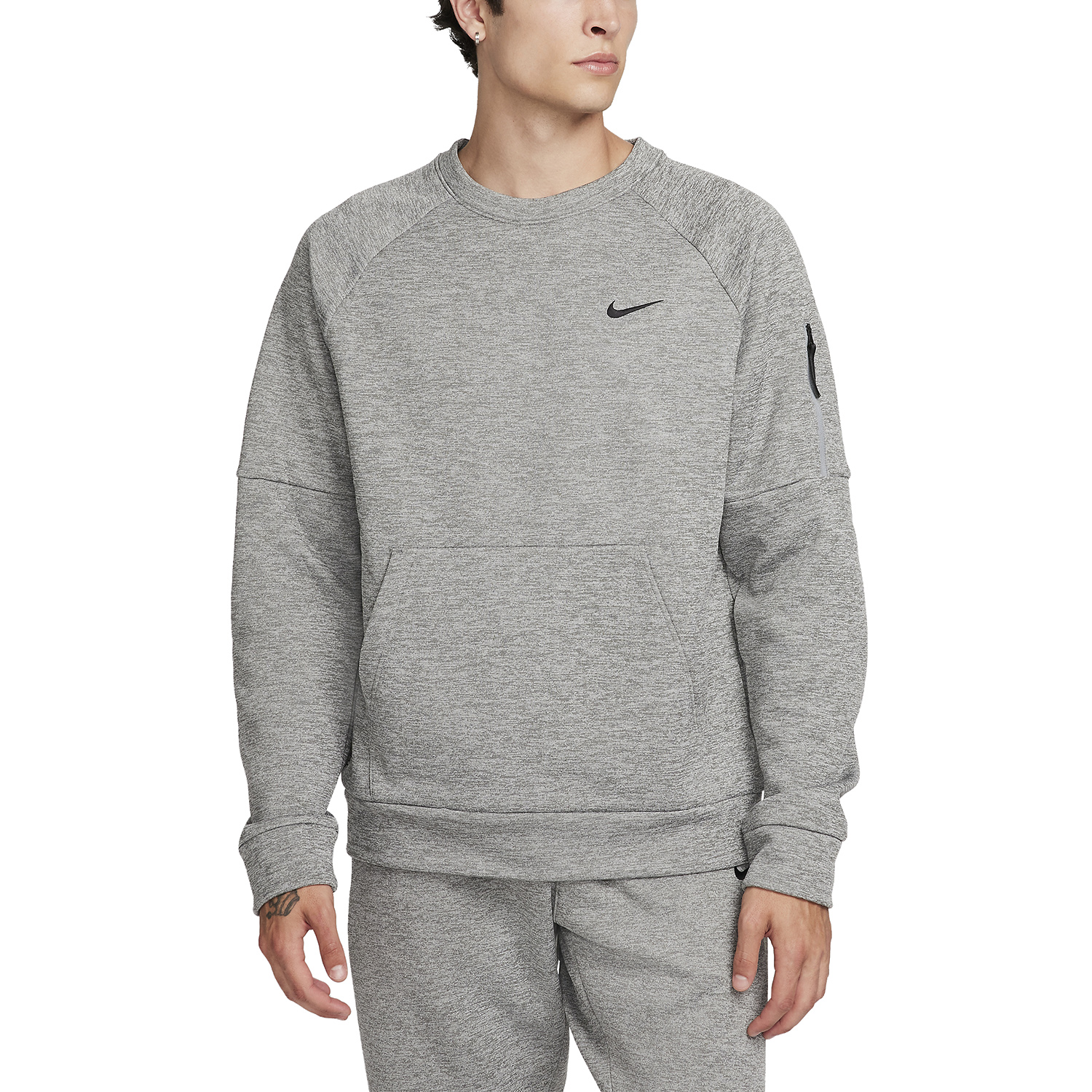 Nike Therma-FIT Crew Maglia Dark Grey Heather/Heather/Black